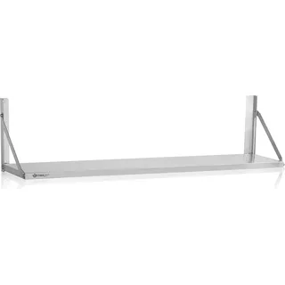 Mahlzeit Edelstahl Wandregal, 120 x 30 cm, Silber, Klappbares Hängeregal, Küchenregal, Wandboard - Silber