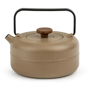 Bredemeijer kleine Guss Teekanne 0,75 Liter - gusseiserne Kanne in Beige mit Deckelknauf aus Holz & Edelstahl-Teefilter - für alle Teesorten geeignet