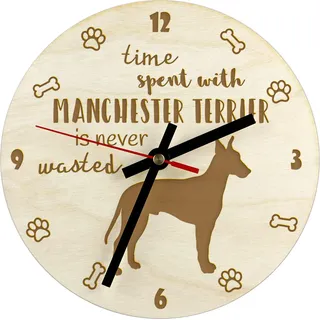 Manchester Terrier - Uhr mit Hund, Holzuhr mit Gravur, personalisierte Uhr von Art-Dog