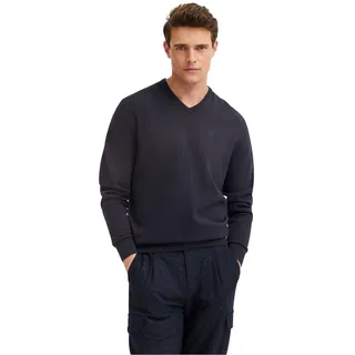 bugatti Herren Pullover Regular Fit V-Neck Premium Cotton Basic Baumwolle V-Ausschnitt