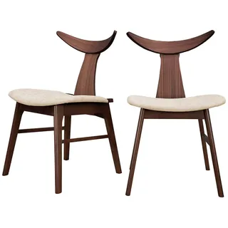 Selsey Henrico - Esszimmerstuhl 2er-Set, Holzstuhl mit gepolstertem Sitz und Massivholz-Beinen (Nussbaum-Optik, Sitz in Latte)