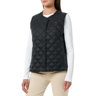 Tommy Hilfiger Damen Weste Down Quilted Collarless Vest Dünn, Schwarz (Black), M