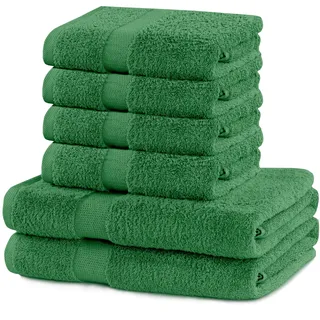 DecoKing 6er Set Baumwolle Qualität 525g/m2 4 Handtücher 50x100 cm und 2 Badetücher 70x140 cm grün saugfähig Marina
