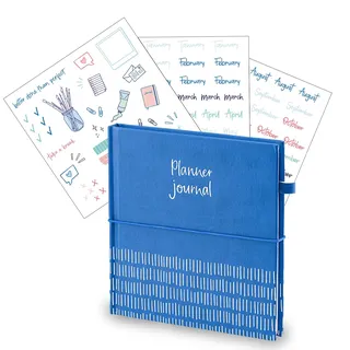 Vaessen Creative Notizbuch mit 192 Seiten und 3 Bögen Aufkleber - Lebenskompass, Tagebuch und Journal Buch Liniert + Dotted mit Bullet Journal Stickers - Fur Habit Tracker, Kalender und Daily Planner