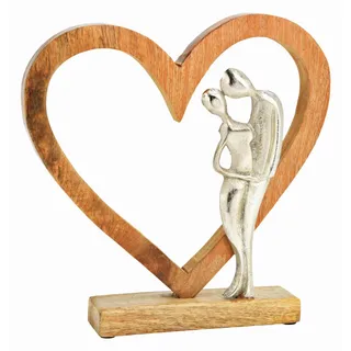 Dekoherz , Multicolor , Holz, Metall , Mangoholz , Herz , 27x27x5 cm , zum Stellen , Dekoration, Dekofiguren & Skulpturen, Dekoobjekte
