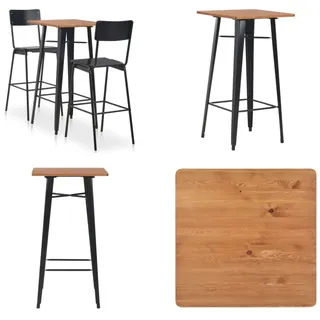 vidaXL 3 teiliges Bar Set Stahl Schwarz - Bar-Set - Bar-Sets - Ess-Sets - Ess-Set - Schwarz