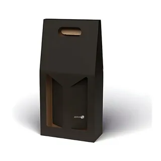 Schwarze Geschenkverpackung Für 2 Flaschen Wein Öl Mit Fenster