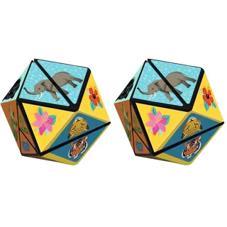 Moses. Magischer Puzzle-Würfel – Im Dschungel, faltbares Fidget Toy mit Tiermotiven, ab 5 Jahren, Knobelspiel, Adventskalender Geschenkidee für Kinder (Packung mit 2)