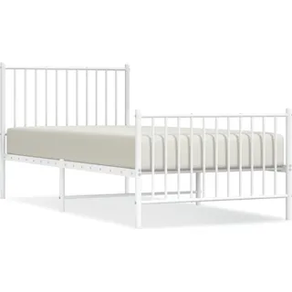 vidaXL Bettgestell mit Kopf- und Fußteil Metall Weiß 90x200 cm - Weiß