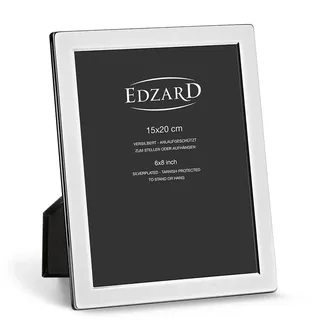 EDZARD Bilderrahmen Salerno (für Foto 15 x 20 cm), edel versilbert, anlaufgeschützt, Samtrücken, 2 Aufhänger, zum Stellen und Hängen – Fotorahmen 15x20, Silberrahmen, Portraitrahmen, Geschenk Hochzeit