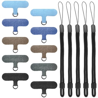 DanziX 10 Handy-Haltegurte und 5 Handy-Handgelenkschlaufe, Universal-Handy-Schlüsselband, Universal-Handy-Halteband für die meisten Smartphones, Schwarz, Weiß, Blau, Grau, 0