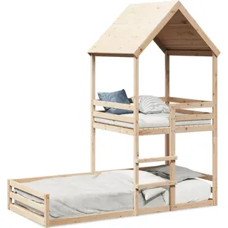 vidaXL Etagenbett ohne Matratze 90x190 cm Massivholz Kiefer - Braun