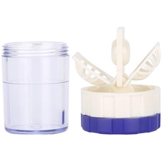 Kontaktlinsenbehälter, Manuelle Kontaktlinsen Waschanlage, Mode Manuell Kunststoff-Reinigungs Linsen Gehäuse Kontaktlinsenreiniger Zur Beseitigung von Tränenprotein (blau)(Blau)