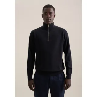 Stehkragenpullover SEIDENSTICKER "Schwarze Rose", Herren, Gr. XL, blau (dunkelblau), 100% Wolle, unifarben, regular fit, ohne Ausschnitt, Pullover Stehkragenpullover, Quarter Zip Uni