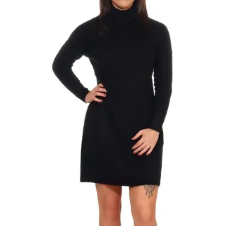 Only Damen Strickkleid Loose Fit Longsleeve Knit Kleid mit Langen Ärmeln ONLJANA Rollkragen Dress Pullover, Farben:Schwarz, Größe:S