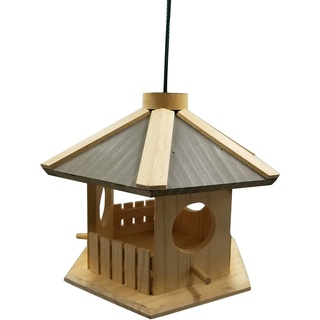 Dehner Natura Premium Wildvogel Futterhaus Dakota, Futterstation für Wildvögel, Vogelhaus wetterfest/hängend, inkl. Aufhängevorrichtung, ca. 30 x 26 x 22 cm, aus FSC-zertifiziertem Kiefernholz