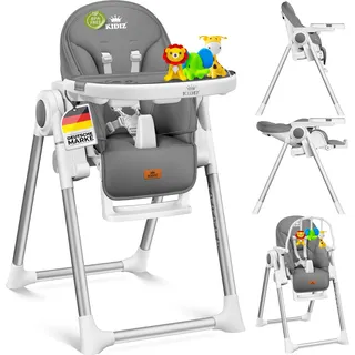 KIDIZ® 3in1 Hochstuhl Kinderhochstuhl inkl. Spielbügel , Babyliege , Kombihochstuhl Babyhochsitz ,7 höhenverstellbar Verstellbare Rückenlehne , mitwachsend ab 0 Monate bis 6 Jahre Babystuhl - Dunkelgrau