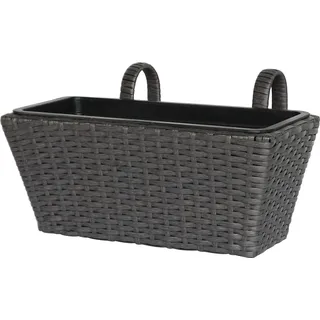 Balkonkasten Polyrattan Anthrazit-Schwarz 40 cm x 28 cm x 22 cm
