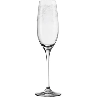 Leonardo Chateau Sekt-Gläser 6er Set, spülmaschinenfeste Prosecco-Gläser, Sekt-Kelch mit gezogenem Stiel, Sekt-Glas mit Gravur, 200 ml, 035302