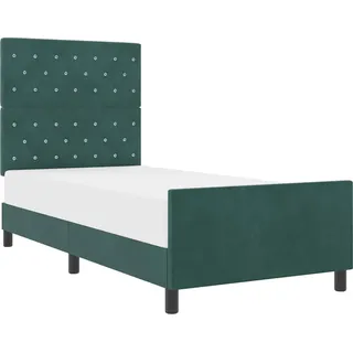 vidaXL Boxspringbett mit Kopfteil Dunkelgrün 100 x 200 cm Samt - Grün