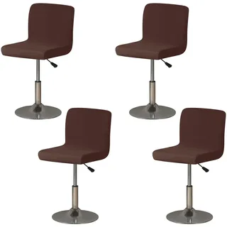 4 Stück Waschbarer Bar Stuhlhussen, Barhocker Bezüge für Kurzen(Kaffeefarbe | Stuhlhussen mit Rückenlehnenbezug, Barhocker Bezüge für Kurzen, Unsichtbares Elastisches Banddesign an der Unterseite
