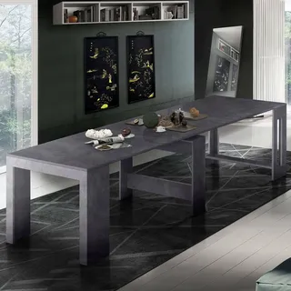 Dmora - Ausziehbare Konsole Martino, Ausziehbare Konsole für bis zu 12 Sitzplätze, Tisch mit Verlängerungshaltern, 100 % Made in Italy, 51/300 x 90 x 77 cm, Schiefer,