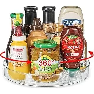 Famhap Drehteller Kühlschrank Organizer Lazy Susan 22cm, Küchen Gewürzregal Gewürz Organizer, Drehbares Organizer für Schrank Unterschrank Waschbecken Schminktisch