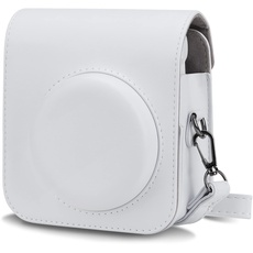Cpano Kameratasche aus Kunstleder kompatibel mit der Instax Mini 12, mit verstellbarem Schultergurt und Zubehörtasche. (Aschenweiß)