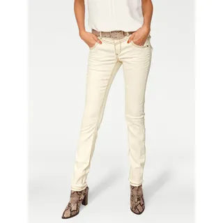 Bequeme Jeans, Damen, Gr. 20, Kurzgrößen, beige (ecru), 98% Baumwolle, 2% Elasthan, LINEA TESINI BY HEINE, unifarben, lang, Jeans Bequeme Jeans