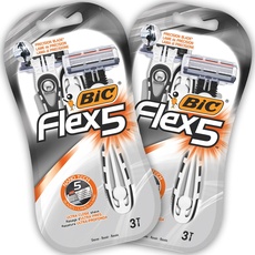 BIC Flex 5, Einwegrasierer Männer, 6 Nassrasierer mit je 5 Klingen, mit Aloe Vera & Vitamin E für eine sanfte Rasur