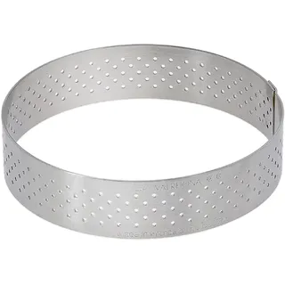 De Buyer - Runder Tortenring VALRHONA aus perforiertem Edelstahl - Durchmesser 8,5 cm, Höhe 2 cm - 3099.00, Silber