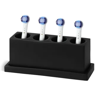 Luxspire Elektrisch Zahnbürstenköpfe Halter, 4 Fächer Harz Zahnbürstenhalter Aufsteckbürsten Halter Kompatibel mit Oral B iO Philips Sonic, Zahnputzhalter Zungenschaber Rasiererhalter, Mattes Schwarz