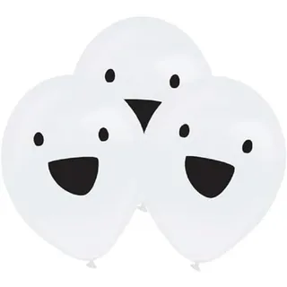 amscan Luftballons Ghost led 27,5 cm Latex weiß/schwarz 4 Stück