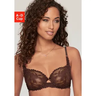 Bügel-BH LASCANA, Damen, Gr. 70, Cup A, braun (schokolade), Spitze, Obermaterial: 90% Polyamid, 10% Elasthan, BHs Bügel-BH, mit Cut-Out rundherum aus Spitze, sexy Dessous