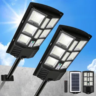 Peviasot LED Solar Straßenlaterne 300W, Solarlampen für Außen, Solarbetriebene 6500K Straßenlampe Wandleuchte mit Bewegungsmelder Sensor, Außen Wegeleuchte im Freien Straßenleuchte,2 Stück