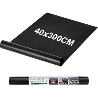 BBQ Grillmatte für Gasgrill 40x300cm | Übergroße Zuschneidbar Grillmatten Teflon Grillplatte,Antihaft Grill Matte Backmatte, Wiederverwendbar Grill Matten für Gasgrill und Holzkohle, PFOA-Fre