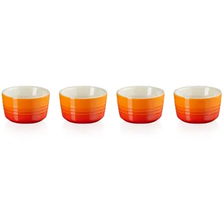 Le Creuset 4-er Set Mini Förmchen aus Steinzeug, je 100 ml, Ofenrot, 79109100900000