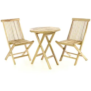 VCM Garten-Essgruppe »3-tlg. Sitzgruppe Garten Tisch Stuhl Holz Teak« 3 tlg. tlg., braun