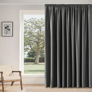 MIULEE Verdunklungsvorhänge mit Kräuselband Grau Vorhänge Extra Breite Thermovorhang1er Set H 225 x B 300 cmBlickdicht Modern Abdunkelnde Schiene Vorhänge Wohnzimmer Schlafzimmer Verdunkelung
