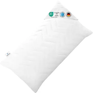 Kopfkissen 50x70 VERDA, 100% nachhaltig & orthopädisch, Schlaf-Kissen 50 x 70 aus recyceltem Material, Pillow made in Germany, Höhenverstellbar für Bauch-, Rücken-, Seitenschläfer, Allergiker geeignet