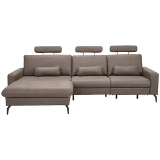 Carryhome Ecksofa , Taupe , Textil , Füllung: Polyurethan (PUR),Polyester , Ottomane links, L-Form , 302x180 cm , seitenverkehrt erhältlich, Rücken echt, motorische Relaxfunktion , Wohnzimmer, Sofas & Couches, Wohnlandschaften, Ecksofas