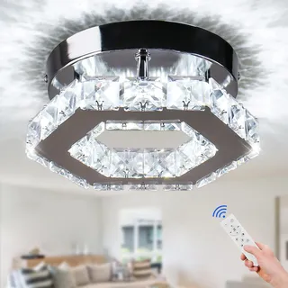 Cainjiazh Dimmbare Kristall-Kronleuchter Mini LED Flush Mount Deckenleuchte Moderne Kronleuchter Beleuchtung Lampe für Schlafzimmer Flur Wohnzimmer Esszimmer Küche Bar