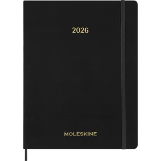 Moleskine 15 Monate Essential Wochenkalender 2025/2026, 1 Wo = 2 Seiten, vertikal, XXL, fester Einband, Schwarz