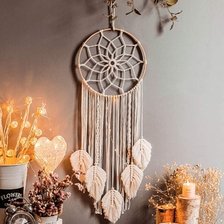 Herbests Traumfänger Handgefertigt Großer Boho Traumfänger mit weißer Gewebte Makramee Wandbehang Ornament für Baby Shower Car Home Decor Hochzeit Mädchen Zimmer Schlafzimmer Romantische Dekoration