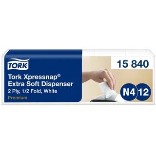 TORK 15840 Xpressnap Extra Soft Spenderserviette unbedruckt / Weiße Papierserviette für Serviettenspender N4 / 8x500 Stück