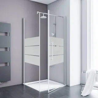 Schulte Alexa Style 2.0 Eck-Duschkabine mit Drehtür 90 x 200 cm silber teilmattiert