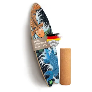 JUCKER HAWAII Skate-AID Balanceboard - Indoor Surf Balance Board für Kinder Erwachsene & Profis - Balance Board Set mit Korkrolle | Unterstütze Kinder in Krisengebieten & Verbessere Dein Gleichgewicht