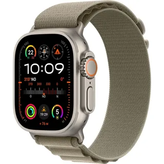 Apple Watch Ultra 2 GPS + Cellular 49 mm Titangehäuse natur, Alpine Loop olive M