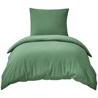 RUIKASI Bettwäsche Grün 155x220 2teilig - Grasgrün Mikrofaser Bettwäsche-Sets Oeko-TEX, Bettbezüge 155 x 220cm + Kissenbezüge 80x80cm mit Reißverschluss, Weich und Bügelfrei