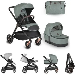 Cangaroo Kombikinderwagen Macan 2 in 1 Babywanne Sportsitz Tasche PolyurethanRäder Gurt grün - Grün